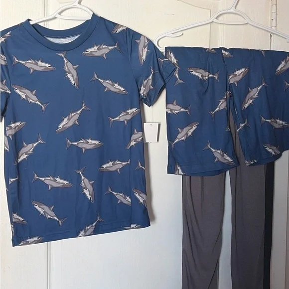 Blue Shark-Print Kids Pajama Set - Picture 2 of 5